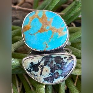 Numi Olive Aztec Turquoise & New Lander Variscite Sterling Ring
